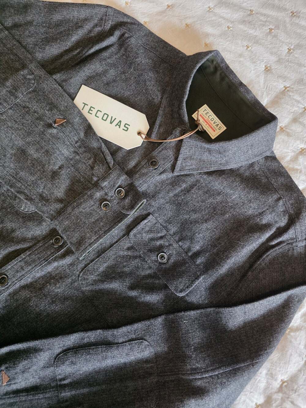 Tecovas Men's Flannel Overshirt in Charcoal Heather